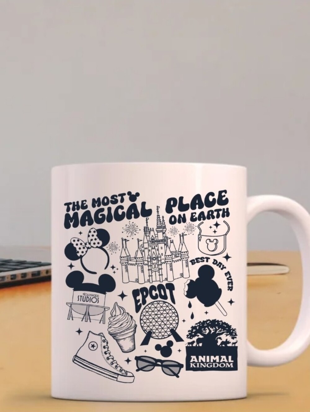 Disney White And Black Park Icons Ceramic Mug